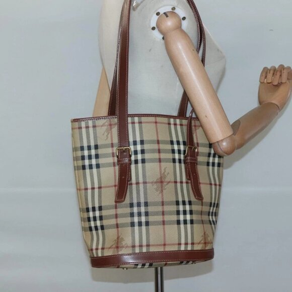 BURBERRY Nova Check Shoulder Bag PVC Beige Gold Auth yk18181 - Picture 15 of 16